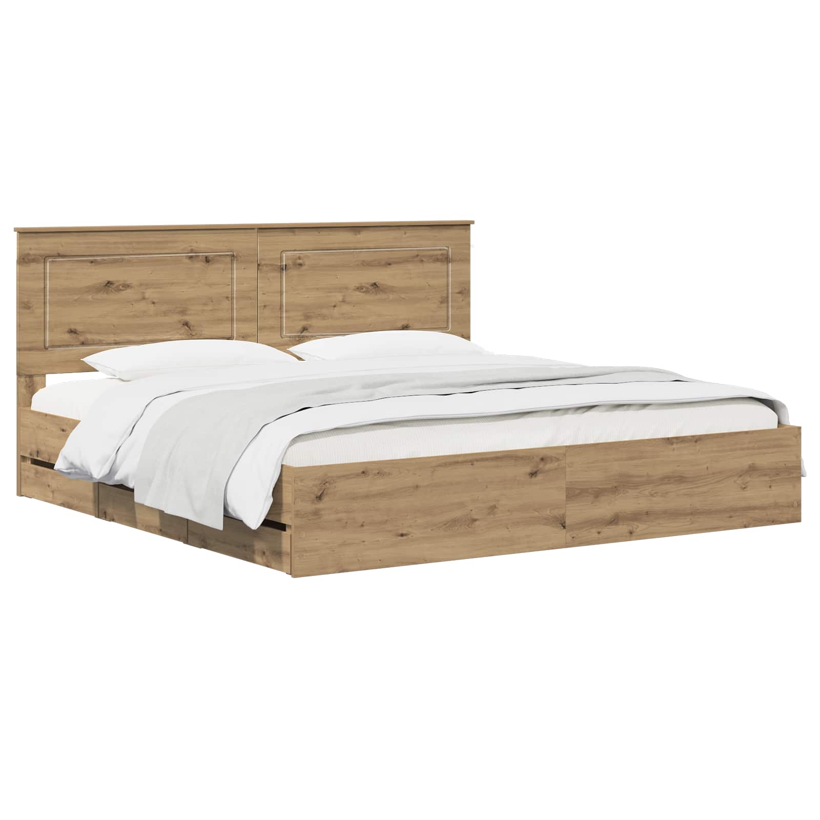 vidaXL Bed Frame with Storage and Headboard Artisan Oak 180 x 200 cm