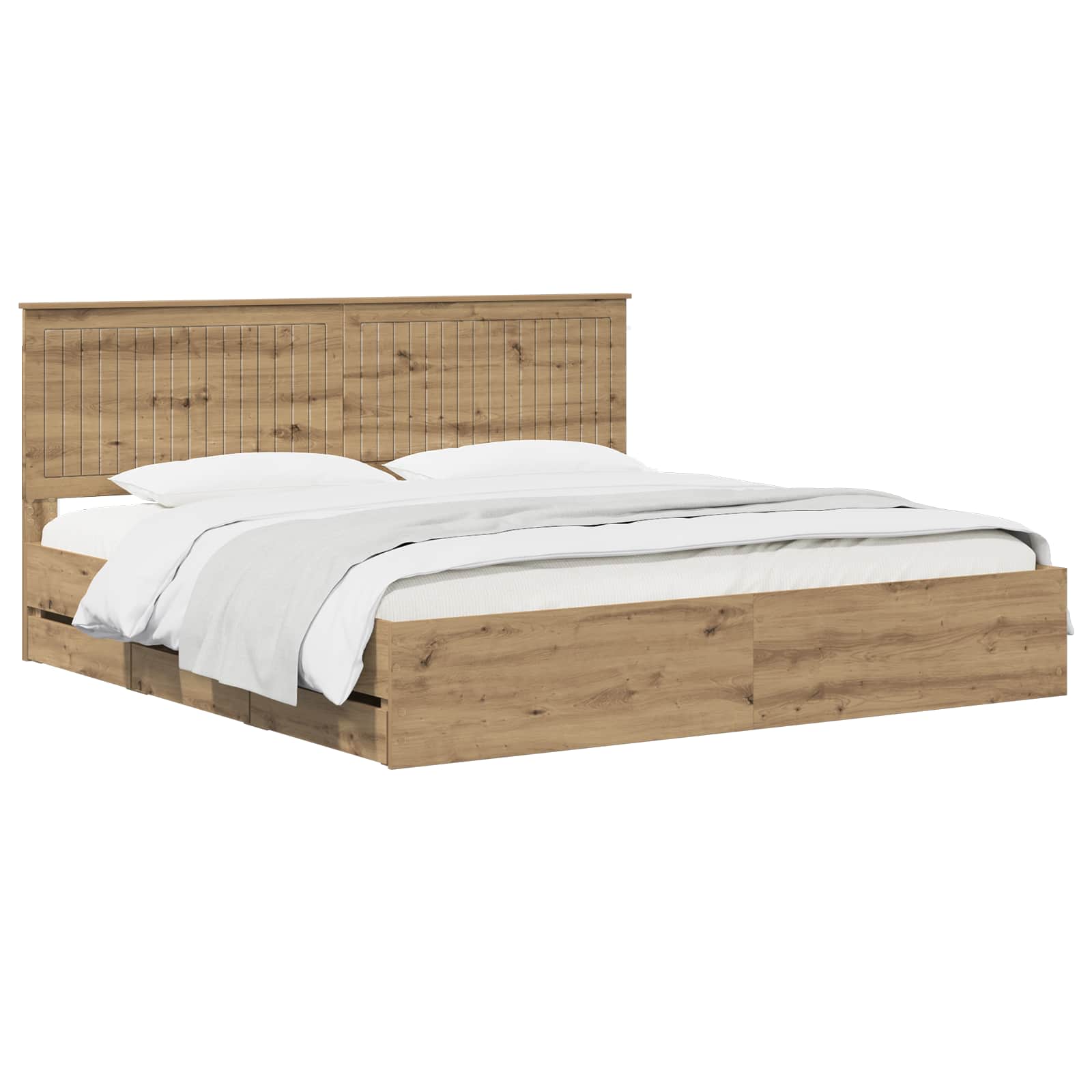 vidaXL Bed Frame with Storage and Headboard Artisan Oak 180 x 200 cm