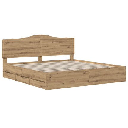 Bed Frame with Storage and Headboard Artisan Oak 180 x 200 cm