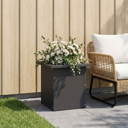 Plantekasse med LED Sort 30 x 30 x 30 cm Stål