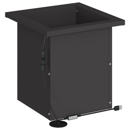 Plantekasse med LED Sort 30 x 30 x 30 cm Stål