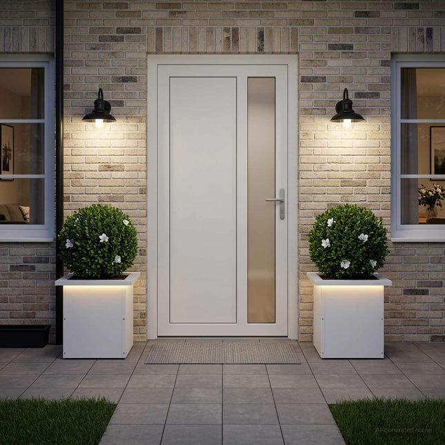 Plantekasse med LED 2 stk. Hvid 30 x 30 x 30 cm Stål