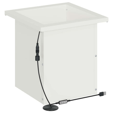 Plantekasse med LED 2 stk. Hvid 30 x 30 x 30 cm Stål