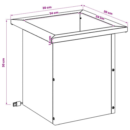 Plantekasse med LED 2 stk. Hvid 30 x 30 x 30 cm Stål