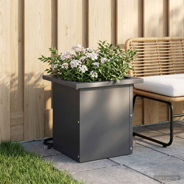 Plantekasse med LED Antracit 30 x 30 x 30 cm Stål