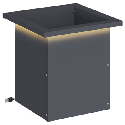 Plantekasse med LED Antracit 30 x 30 x 30 cm Stål