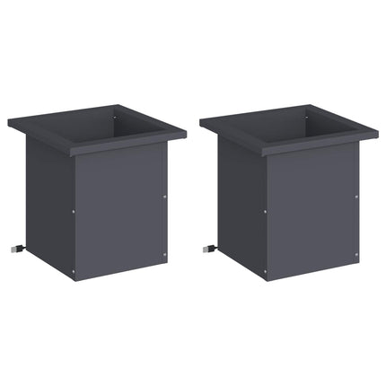 Plantekasse med LED 2 stk. Antracit 30 x 30 x 30 cm Stål