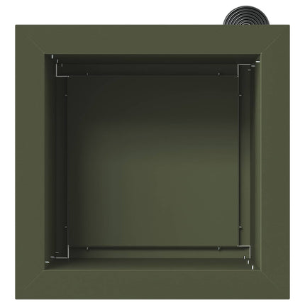 Plantekasse med LED 2 stk. Olivengrøn 30 x 30 x 30 cm Stål