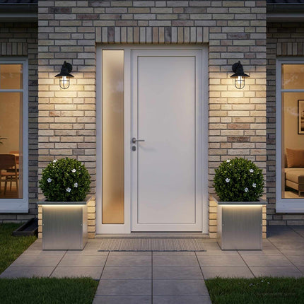 Plantekasse med LED 2 stk. Sølv 30 x 30 x 30 cm