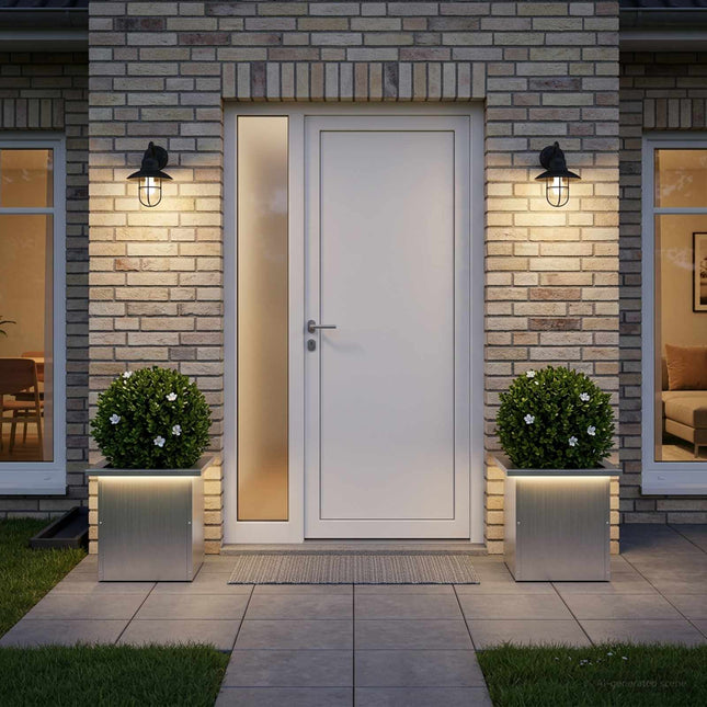 Plantekasse med LED 2 stk. Sølv 30 x 30 x 30 cm