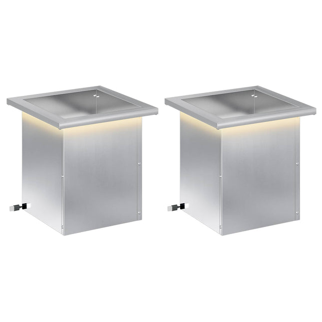Plantekasse med LED 2 stk. Sølv 30 x 30 x 30 cm
