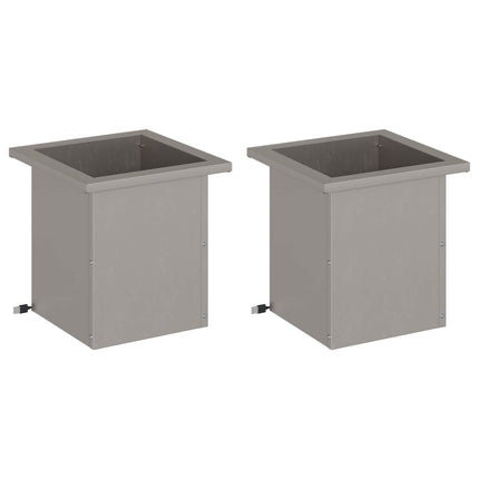 Plantekasse med LED 2 stk. Rusten 30 x 30 x 30 cm Cortenstål