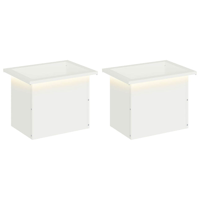 Plantekasse med LED 2 stk. Hvid 30 × 40 × 30 cm Stål