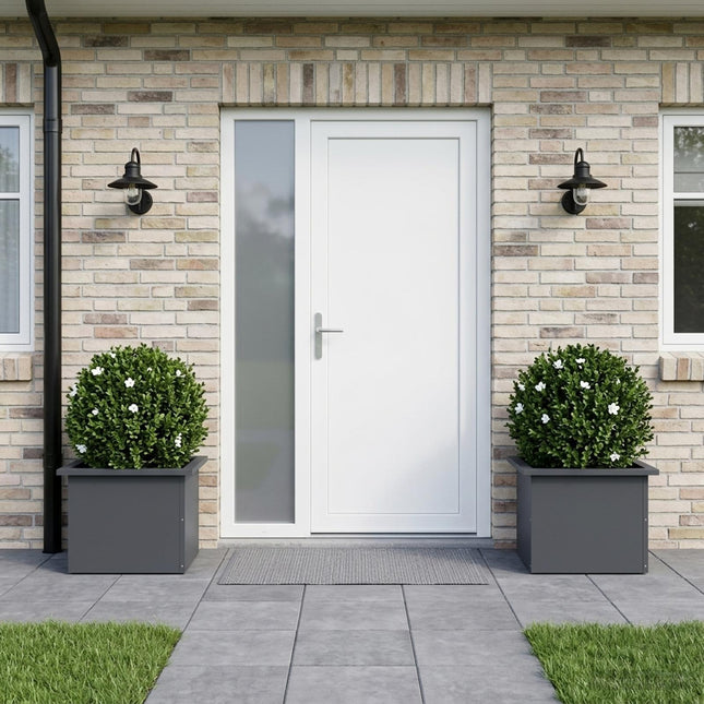 Plantekasse med LED 2 stk. Antracit 30 × 40 × 30 cm Stål