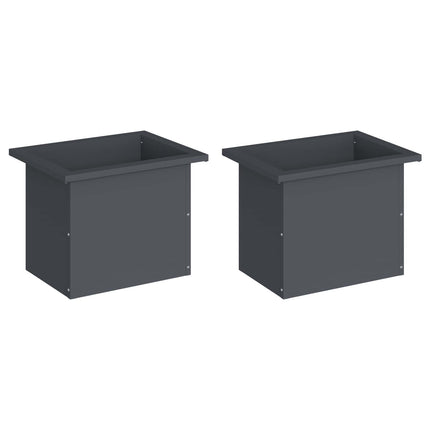 Plantekasse med LED 2 stk. Antracit 30 × 40 × 30 cm Stål