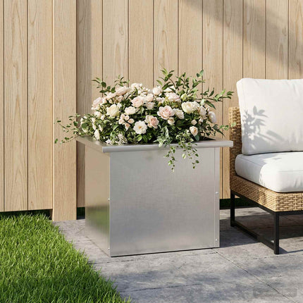 Plantekasse med LED Sølv 30 × 40 × 30 cm Rustfrit stål