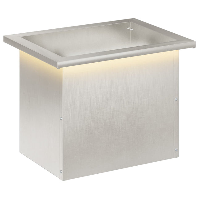 Plantekasse med LED Sølv 30 × 40 × 30 cm Rustfrit stål
