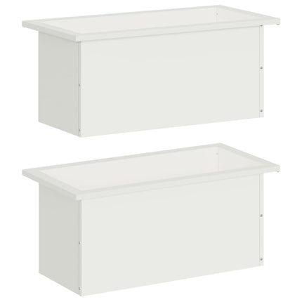 Plantekasse med LED 2 stk. Hvid 30 × 60 × 30 cm Stål