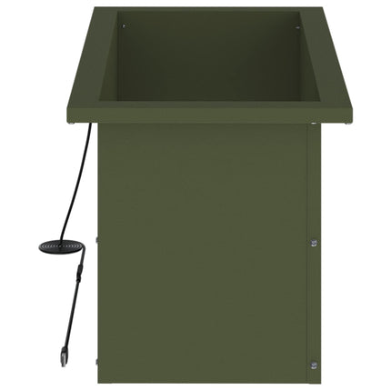 Plantekasse med LED Olivengrøn 30 x 60 x 30 cm Stål
