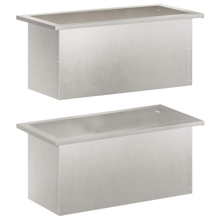 Plantekasse med LED 2 stk. Sølv 30 x 60 x 30 cm Rustfrit stål