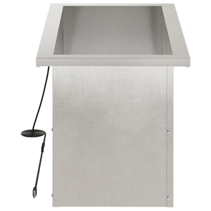 Plantekasse med LED 2 stk. Sølv 30 x 60 x 30 cm Rustfrit stål