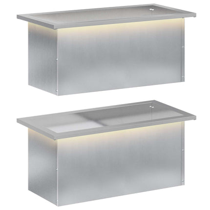 Plantekasse med LED 2 stk. Sølv 30 × 60 × 30 cm