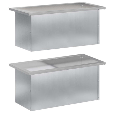 Plantekasse med LED 2 stk. Sølv 30 × 60 × 30 cm