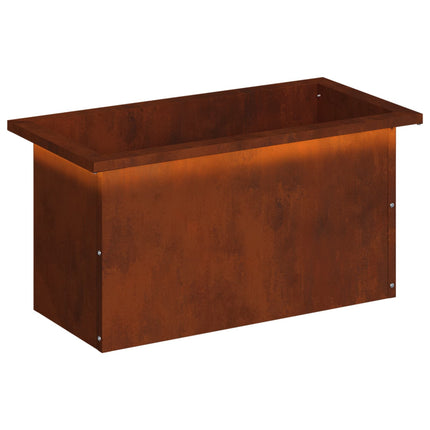 Plantekasse med LED Rusten 30 × 60 × 30 cm Cortenstål