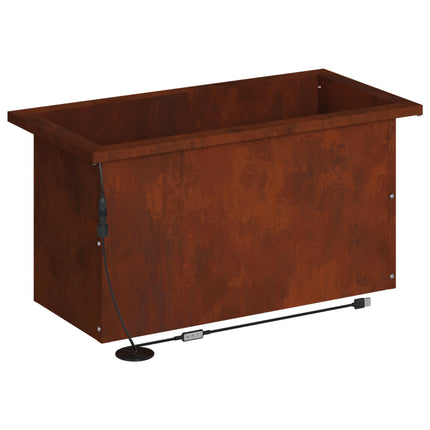 Plantekasse med LED 2 stk. Rusten 30 × 60 × 30 cm Cortenstål