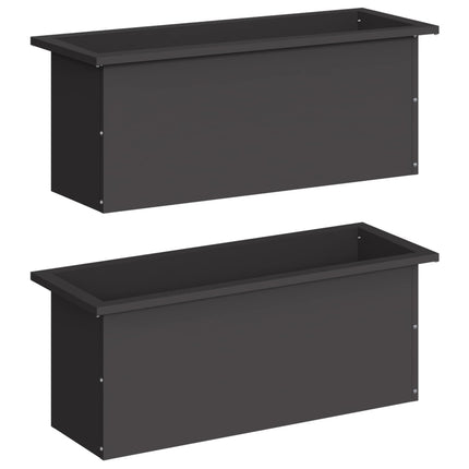 Plantekasse med LED 2 stk. Sort 30 x 80 x 30 cm Stål