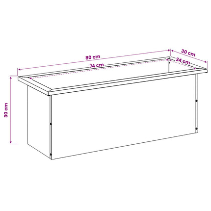 Plantekasse med LED Hvid 30 x 80 x 30 cm Stål