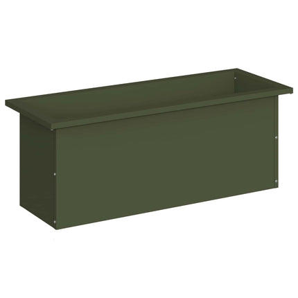 Plantekasse med LED Olivengrøn 30 x 80 x 30 cm Stål