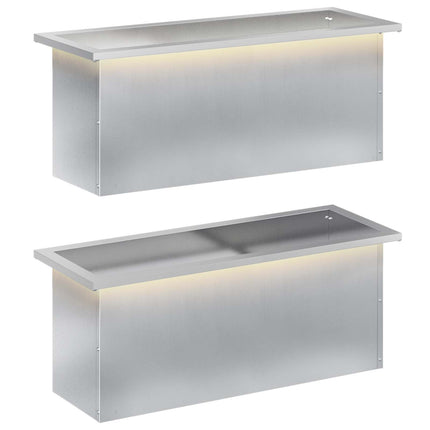 Plantekasse med LED 2 stk. Sølv 30 x 80 x 30 cm