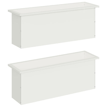 Plantekasse med LED 2 stk. Hvid 30 × 100 × 30 cm Stål