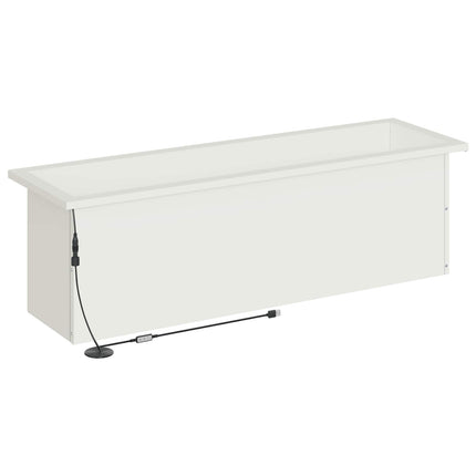 Plantekasse med LED 2 stk. Hvid 30 × 100 × 30 cm Stål