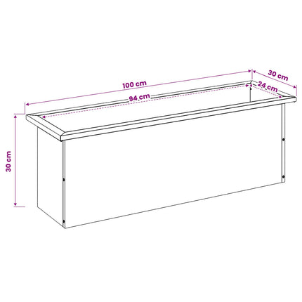 Plantekasse med LED Olivengrøn 30 × 100 × 30 cm Stål