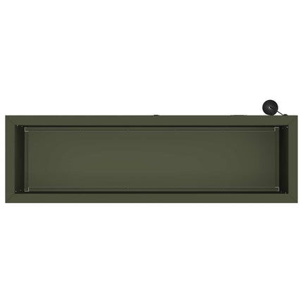 Plantekasse med LED 2 stk. Olivengrøn 30 × 100 × 30 cm Stål