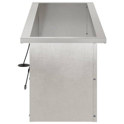 Plantekasse med LED Sølv 30 x 100 x 30 cm Rustfrit stål