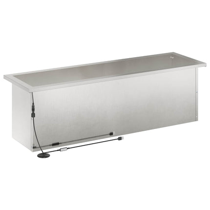 Plantekasse med LED 2 stk. Sølv 30 × 100 × 30 cm Rustfrit stål