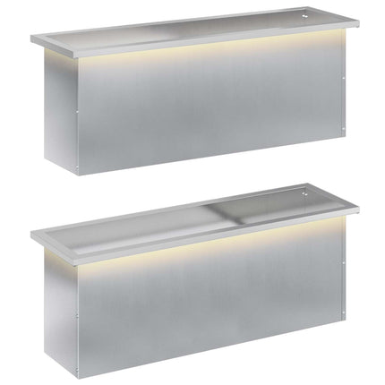 Plantekasse med LED 2 stk. Sølv 30 × 100 × 30 cm