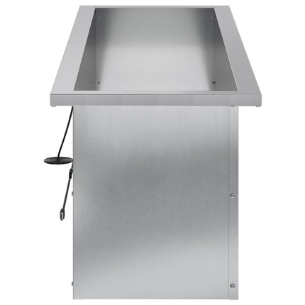 Plantekasse med LED 2 stk. Sølv 30 × 100 × 30 cm