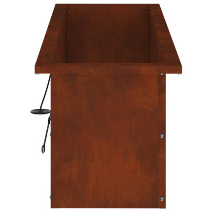 Plantekasse med LED 2 stk. Rusten 30 × 100 × 30 cm Cortenstål