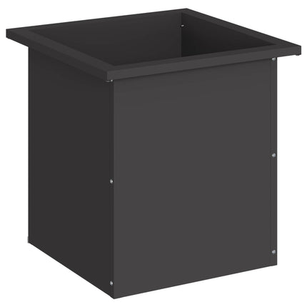 Plantekasse med LED Sort 40 x 40 x 40 cm Stål