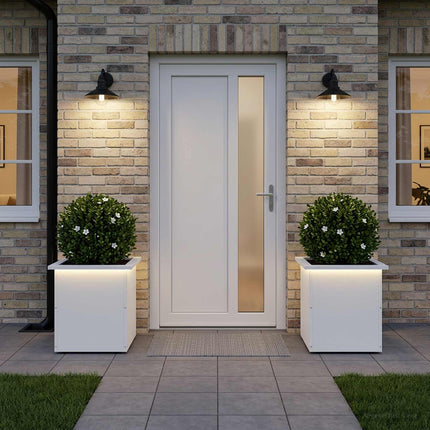 Plantekasse med LED 2 stk. Hvid 40 x 40 x 40 cm Stål