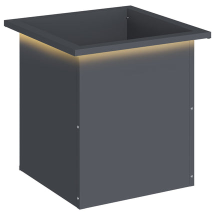 Plantekasse med LED Antracit 40 x 40 x 40 cm Stål