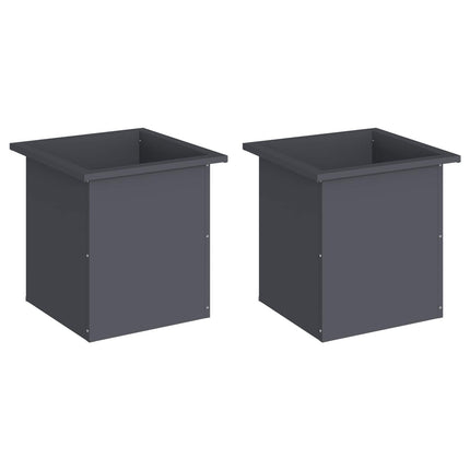 Plantekasse med LED 2 stk. Antracit 40 x 40 x 40 cm Stål