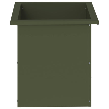 Plantekasse med LED Olivengrøn 40 x 40 x 40 cm Stål