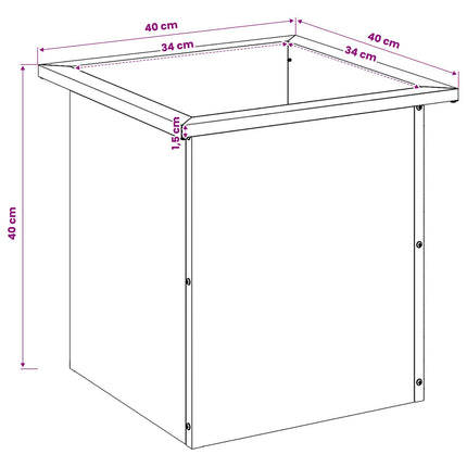 Plantekasse med LED 2 stk. Olivengrøn 40 x 40 x 40 cm Stål