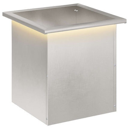 Plantekasse med LED Sølv 40 x 40 x 40 cm Rustfrit stål