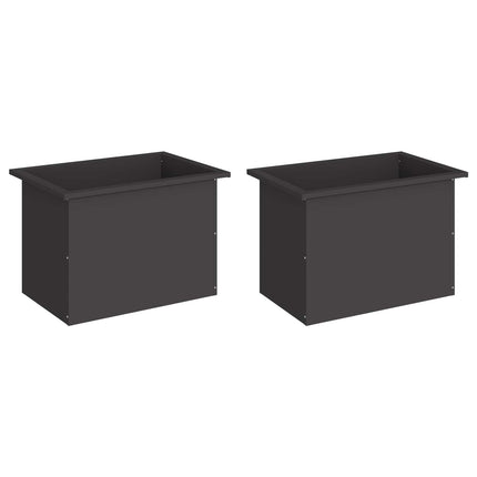 Plantekasse med LED 2 stk. Sort 40 × 60 × 40 cm Stål